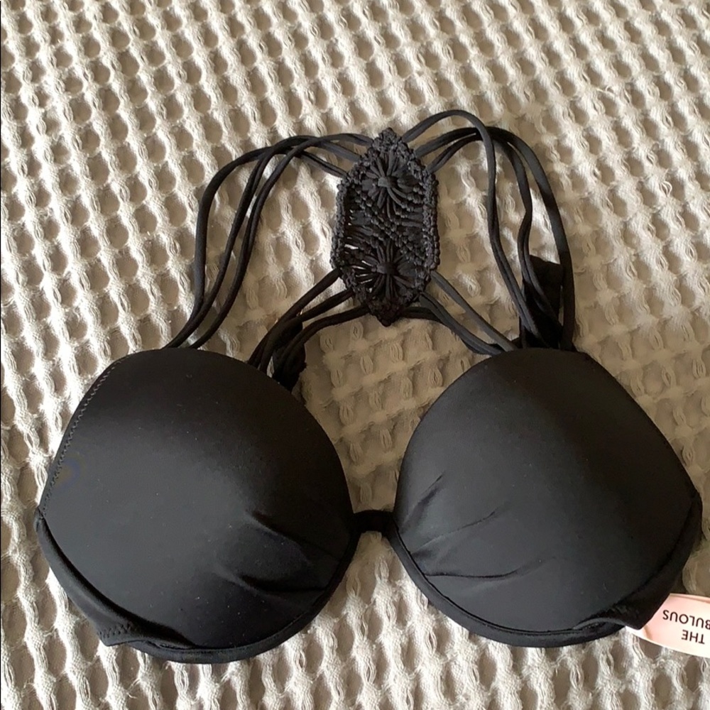 Victoria secret crotchet back black swim top